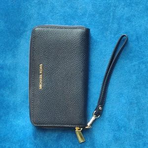Michael Kors genuine leather wallet navy blue